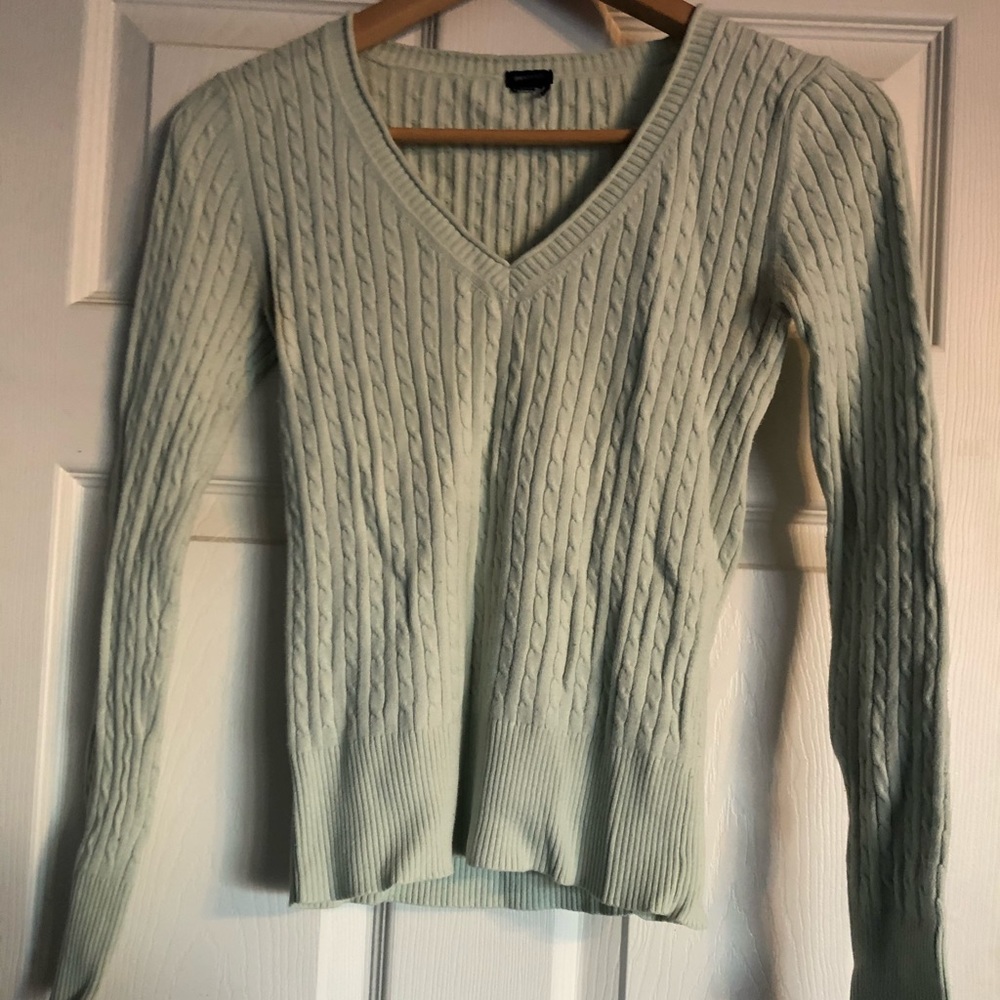 Gap cable knit corded sweater in turquoise
